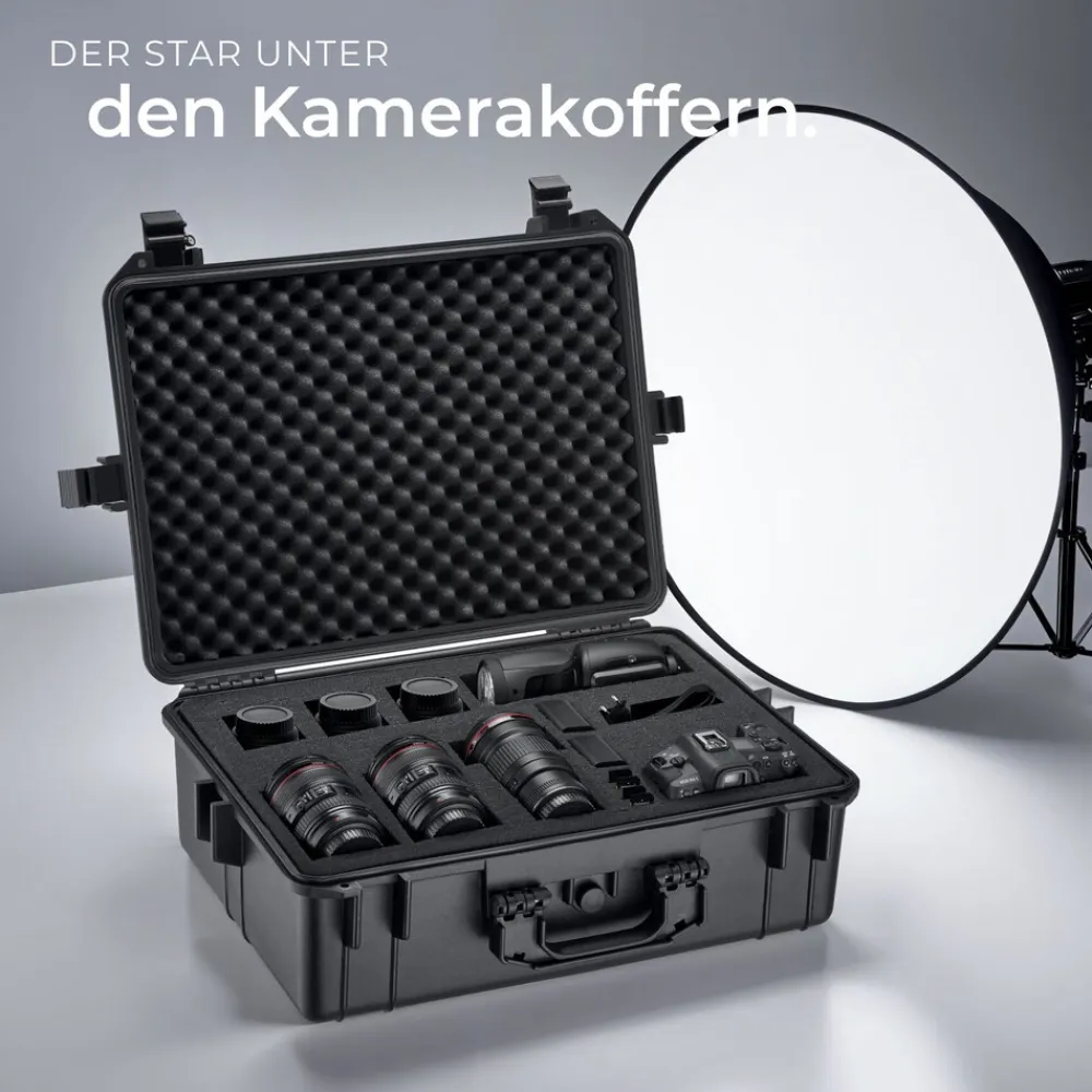 ® Kamerakoffer, aus robuster Hartschale mit 4 dicken Schaumstoffeinlagen, wasserdicht und temperaturbeständig, 56 x 42 x 21 cm ^ TecTake Sale