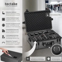 ® Kamerakoffer, aus robuster Hartschale mit 4 dicken Schaumstoffeinlagen, wasserdicht und temperaturbeständig, 56 x 42 x 21 cm ^ TecTake Sale