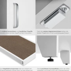 ® Katzenschrank, versteckte Eingänge an den Innenseiten, Belüftungslöcher und 4 höhenverstellbare Beine, inklusive Kratzmatte, 120 x 52 x 65 cm ^ TecTake Best