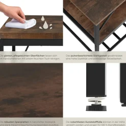 TecTake ® Küchenregal, Industrial Style, 2 Ablagen und Gitterablage, 120 x 60 x 90,5 cm Industrial Holz dunkel, rustikal Discount