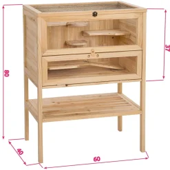 ® Kleintierkäfig, aus Holz, aufklappbares Dachgitter, 60 x 40 x 80 cm ^ TecTake Hot