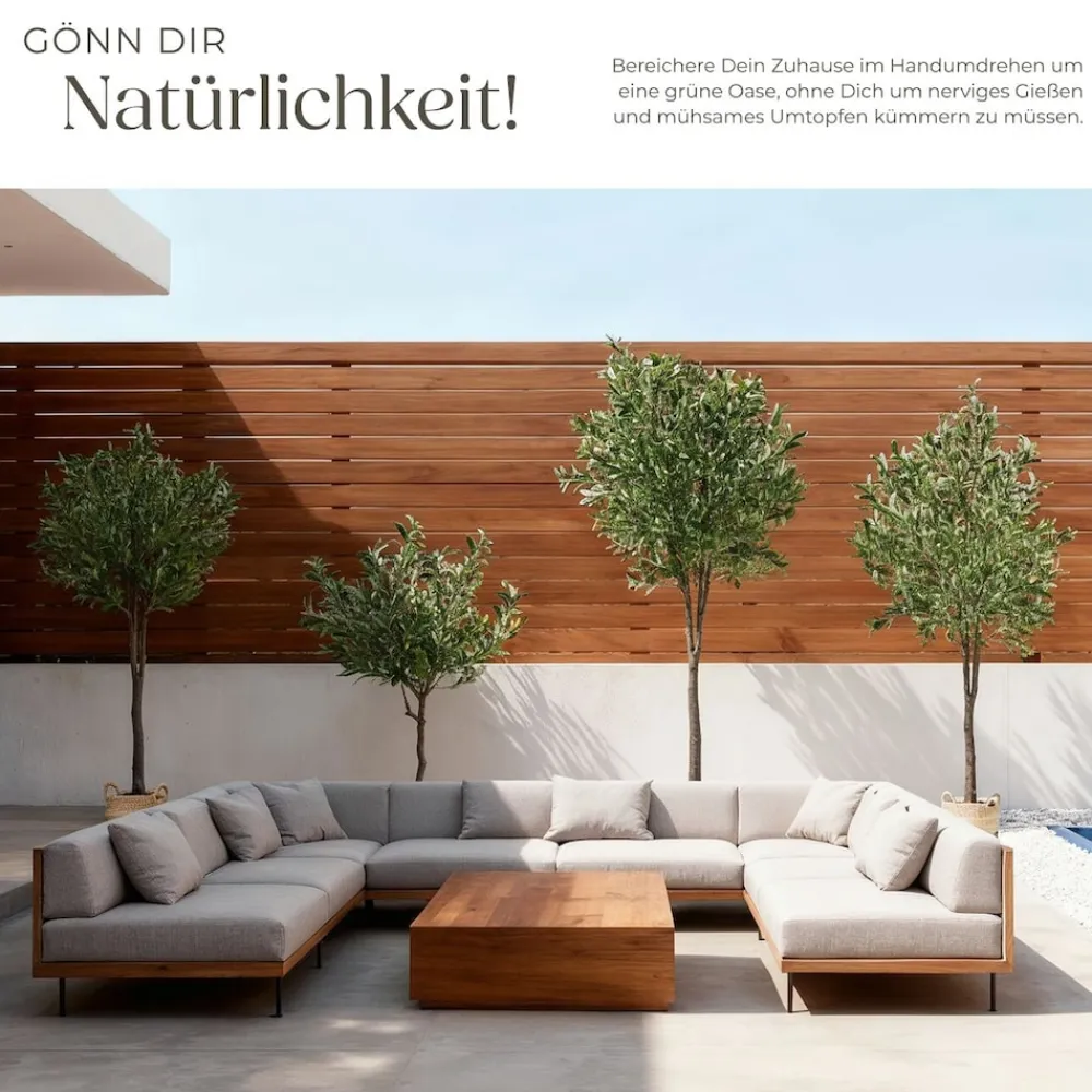 TecTake ® Künstlicher Olivenbaum, verschiedene Größen, mit viel Volumen, stabiler Kunststoff-Blumentopf Clearance
