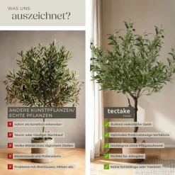 TecTake ® Künstlicher Olivenbaum, verschiedene Größen, mit viel Volumen, stabiler Kunststoff-Blumentopf Clearance