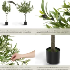 TecTake ® Künstlicher Olivenbaum, verschiedene Größen, mit viel Volumen, stabiler Kunststoff-Blumentopf Clearance