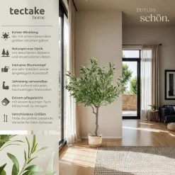 TecTake ® Künstlicher Olivenbaum, verschiedene Größen, mit viel Volumen, stabiler Kunststoff-Blumentopf Clearance