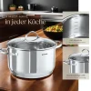 ® Kochtopfset, 7-teilig, aus Edelstahl, für Induktion geeignet, Glasdeckel mit Dampfabzug, integrierte Messskala in den Töpfen ^ TecTake Outlet