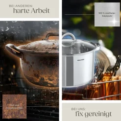 ® Kochtopfset, 15-teilig, aus Edelstahl, für Induktion geeignet, Glasdeckel mit Dampfabzug, integrierte Messskala in den Töpfen ^ TecTake Discount