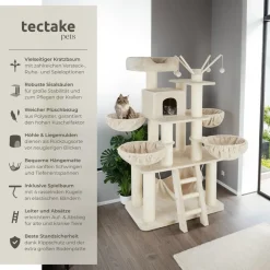 ® Kratzbaum, 195 cm, mit Katzenhaus, inklusive Treppe, 4 Spielbällen und Kippschutz ^ TecTake