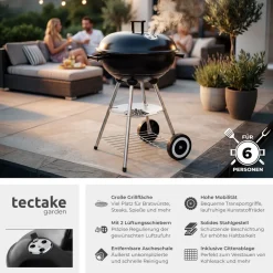 TecTake ® Kugelgrill, mit 2 Rädern, abnehmbare Ascheschale, Ø Rost 41,5 cm Online