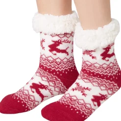 ® Kuschelsocken mit Rentier-Motiv rot-weiß ^ TecTake Hot