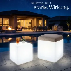 ® Leuchtwürfel, mit LED-Beleuchtung, 12 W, samt Fernbedienung und Leuchtmittel, Belastbarkeit 100 kg, inkl. Erdspieß ^ TecTake Hot