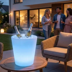 TecTake ® Leuchtzylinder, als Sektkühler mit LED-Beleuchtung, 12 W, mit Fernbedienung und Leuchtmittel, 38 x 40 cm, inkl. Erdspieß Sale