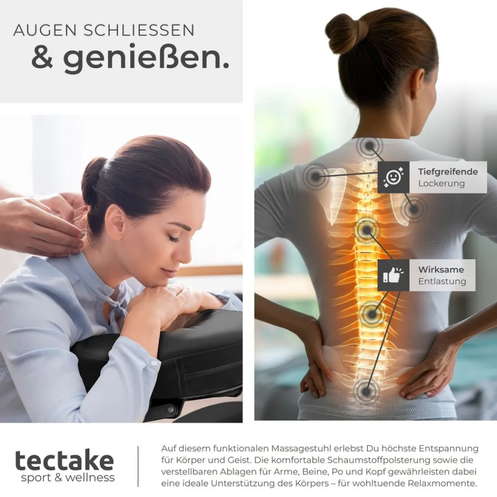 ® Massagestuhl, klappbar, gepolsterte Beinablagen, 80 x 50 x 105 cm ^ TecTake Outlet