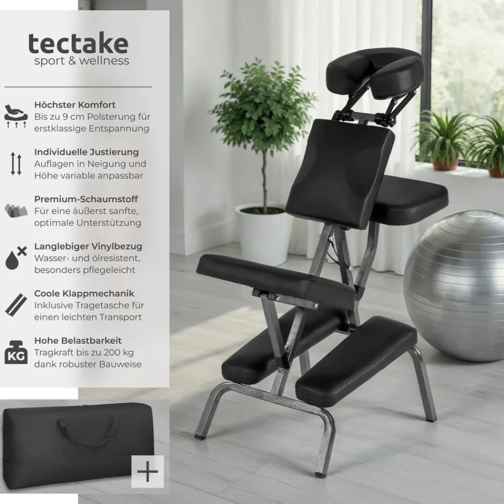 ® Massagestuhl, klappbar, gepolsterte Beinablagen, 80 x 50 x 105 cm ^ TecTake Outlet