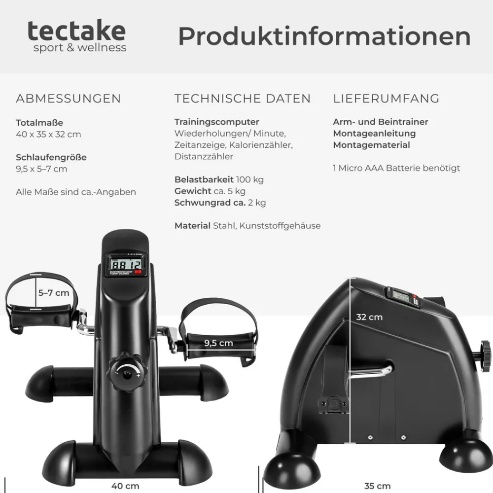 ® Mini Bike, Für Beine und Arme, einstellbarer Widerstand, leicht und platzsparend, inklusive Trainingscomputer ^ TecTake Hot