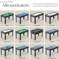 ® Multifunktionaler Spieltisch, 15in1, strapazierfähiges MDF, 125 x 123 x 83 cm ^ TecTake New