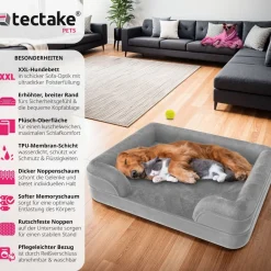 TecTake ® Orthopädisches Hundebett, mit abnehmbarem, wasserdichtem Plüschbezug, rutschfeste Unterseite, waschbar Best