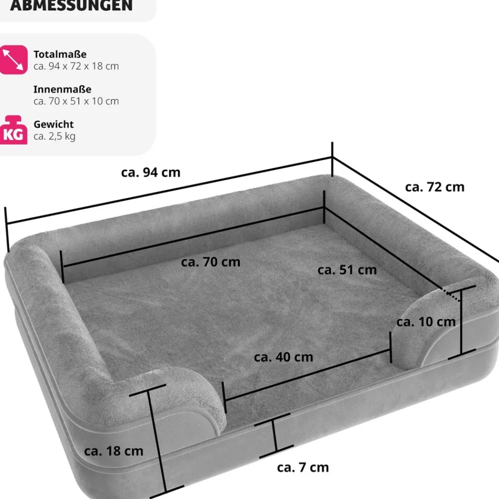 TecTake ® Orthopädisches Hundebett, mit abnehmbarem, wasserdichtem Plüschbezug, rutschfeste Unterseite, waschbar Best