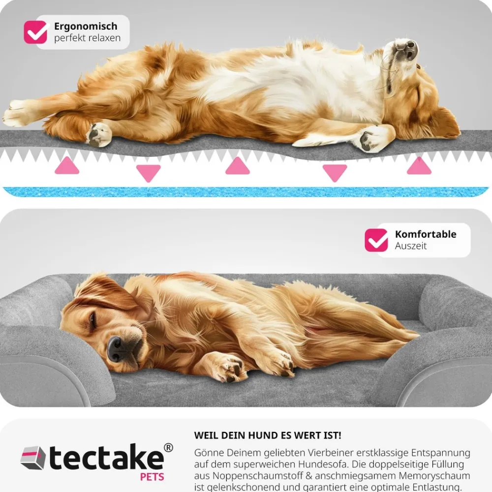 TecTake ® Orthopädisches Hundebett, mit abnehmbarem, wasserdichtem Plüschbezug, rutschfeste Unterseite, waschbar Best