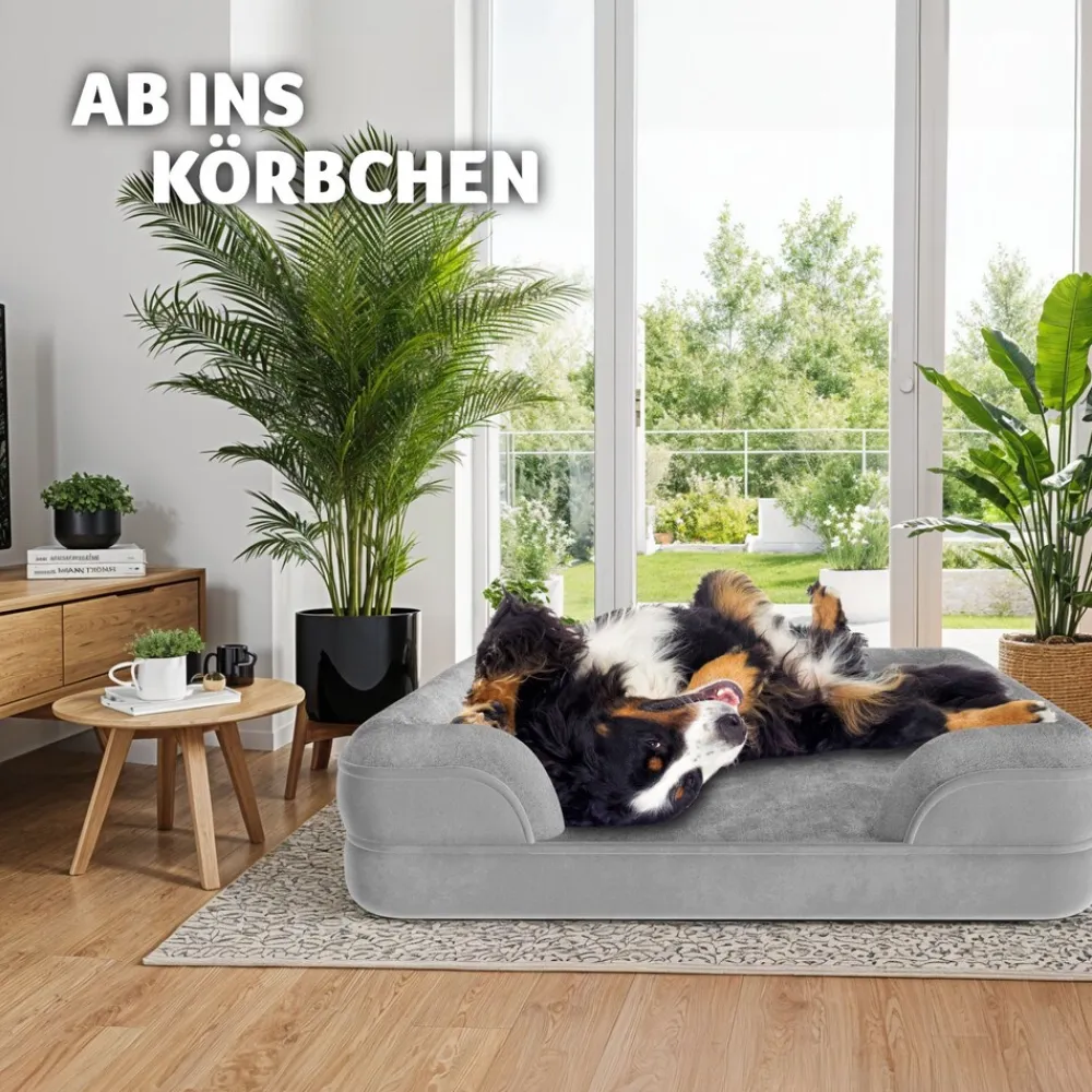 TecTake ® Orthopädisches Hundebett, mit abnehmbarem, wasserdichtem Plüschbezug, rutschfeste Unterseite, waschbar Best