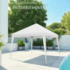 TecTake ® Pavillon, 3 x 3 m, höhenverstellbare Füße, inklusive Spannseile, Heringe und Tragetasche weiß Outlet