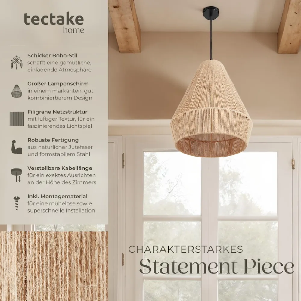 ® Pendelleuchte, Boho-Stil, Wickeltechnik, 40 W, Stahlgestell, 40,5 x 47 cm ^ TecTake