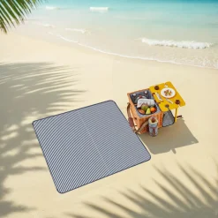 ® Picknickkorb, für 4 Personen, mit Picknickdecke, geflochtene Weide, 2 Schnallenverschlüsse und verstellbarer Tragegurt, inkl. 20-teiliges Geschirrset, Kellnermesser, Gewürzstreuer und Weinkühler ^ TecTake Sale