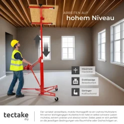 ® Plattenheber, 1-Mann-Bedienung, neigbar, breite Stativfüße mit 3 Lenkrollen inklusive Feststellbremsen ^ TecTake Clearance