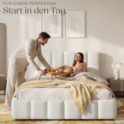 TecTake ® Polsterbett, Teddystoff mit Steppmuster, pulverbeschichtetes Stahlgestell, Belastbarkeit 250 kg Hot