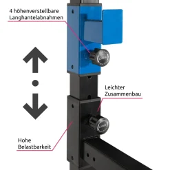 ® Power Rack, mit Latzug, höhenverstellbare Langhantelablagen und Sicherheitsstreben, 136 x 142,5 x 215 cm ^ TecTake Hot