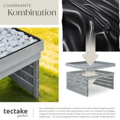 ® Rasenmäher-Roboter-Garage , gebeizte Kiefernlatten, wetterfest, Dach zum Bepflanzen, 84 x 78 x 46 cm ^ TecTake New