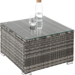 TecTake ® Rattan Lounge, für 3 bis 4 Personen, UV-beständig, variabel aufstellbar grau Outlet