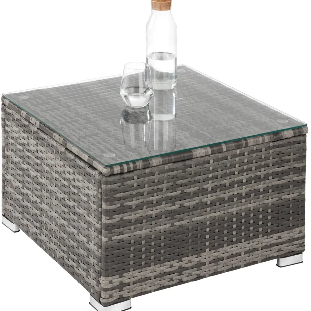 TecTake ® Rattan Lounge, für 3 bis 4 Personen, UV-beständig, variabel aufstellbar grau Outlet