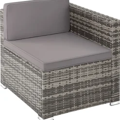 TecTake ® Rattan Lounge, für 3 bis 4 Personen, UV-beständig, variabel aufstellbar grau Outlet
