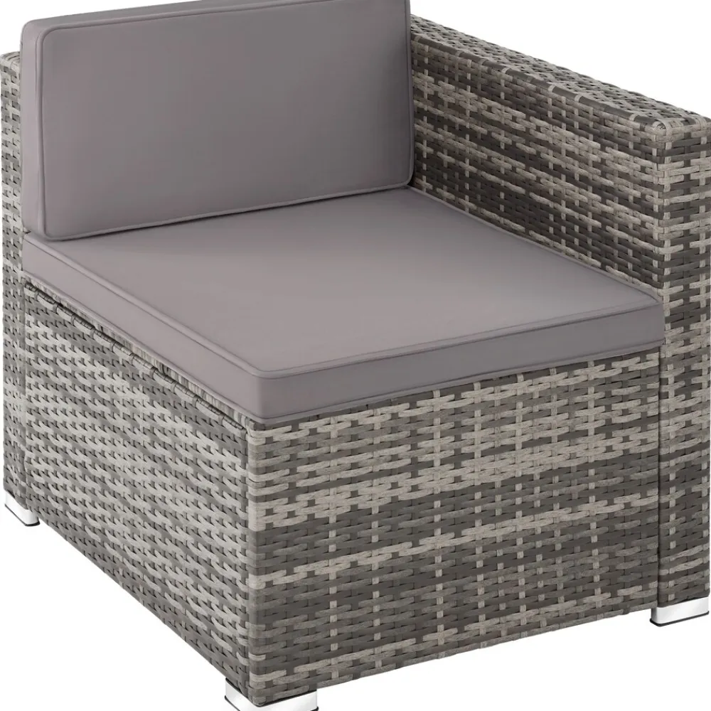 TecTake ® Rattan Lounge, für 3 bis 4 Personen, UV-beständig, variabel aufstellbar grau Outlet
