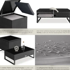 ® Rattan Lounge, für 4 Personen, große Aufbewahrungsbox, mit Sicherheitsglasplatte ^ TecTake Best