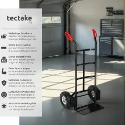 TecTake ® Sackkarre, mit Stahlrahmen, Ladeschaufel mit Radschutz, Belastbarkeit 200 kg schwarz Best