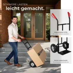 TecTake ® Sackkarre, mit Stahlrahmen, Ladeschaufel mit Radschutz, Belastbarkeit 200 kg schwarz Best