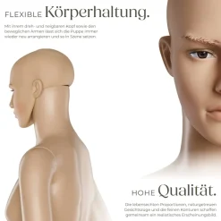 TecTake ® Schaufensterpuppe, aus Kunststoff, lebensechte Proportionen, Glasplatte mit Wadendorn Hot