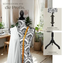 TecTake ® Schneiderpuppe, Torso, aus Schaumstoff, höhenverstellbar, 133 - 168 cm weiß Outlet