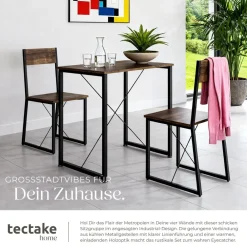 ® Sitzgruppe, 3-teilig, Industrial Style, mit höhenverstellbaren Kunststofffüßen ^ TecTake Best