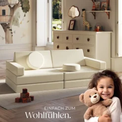 TecTake ® Spielsofa, 8-teilig, flexible Anordnung, Leinenbezüge, abnehmbar und waschbar, stapelbar Outlet