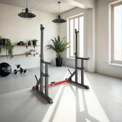 TecTake ® Squat Rack, multifunktional, Höhe und Breite verstellbar, bodenschonende Kunststoffkappen, inklusive 2 Aufnahmen für Hantelscheiben New
