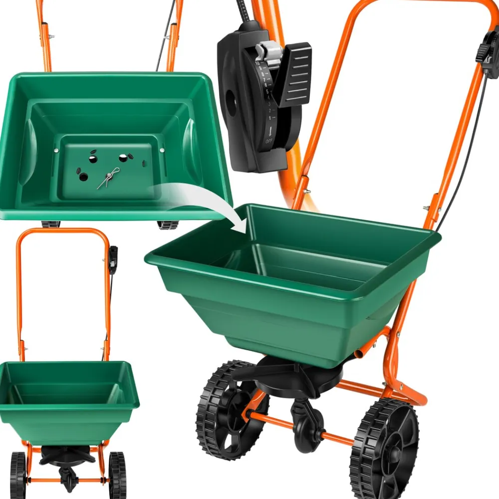 TecTake ® Streuwagen, 25 l, große Räder, 75 x 46 x 105 cm