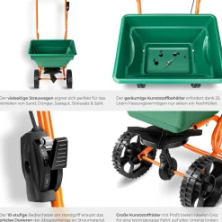TecTake ® Streuwagen, 25 l, große Räder, 75 x 46 x 105 cm