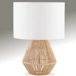 TecTake ® Tischleuchte, Boho-Stil, blendfreies Licht, 60 W, Großer Lampenschirm aus Stoff, 32 x 45 cm Sale
