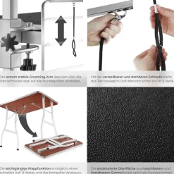 TecTake ® Trimmtisch, mit höhenverstellbarem Galgen, rutschfeste und kratzfeste Gummibeschichtung, Belastbarkeit 60 kg schwarz/weiß Best