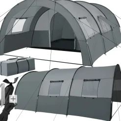 TecTake ® Tunnelzelt, für 6 Personen, 4 Fenster mit Moskitonetzen, 350 x 480 x 195 cm Outlet
