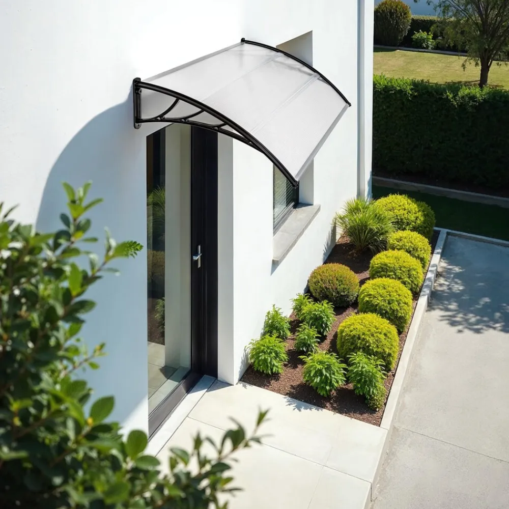 TecTake ® Vordach, in Bogenform, transparent und UV-beständig, 120 x 93 cm Clearance