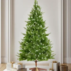TecTake ® Weihnachtsbaum , künstlich in Grün, PVC- und Spritzgussnadeln, beschneite Spitzen, formbar mit viel Volumen, klappbarer Baumständer aus Holz, 110 x 180 cm Outlet